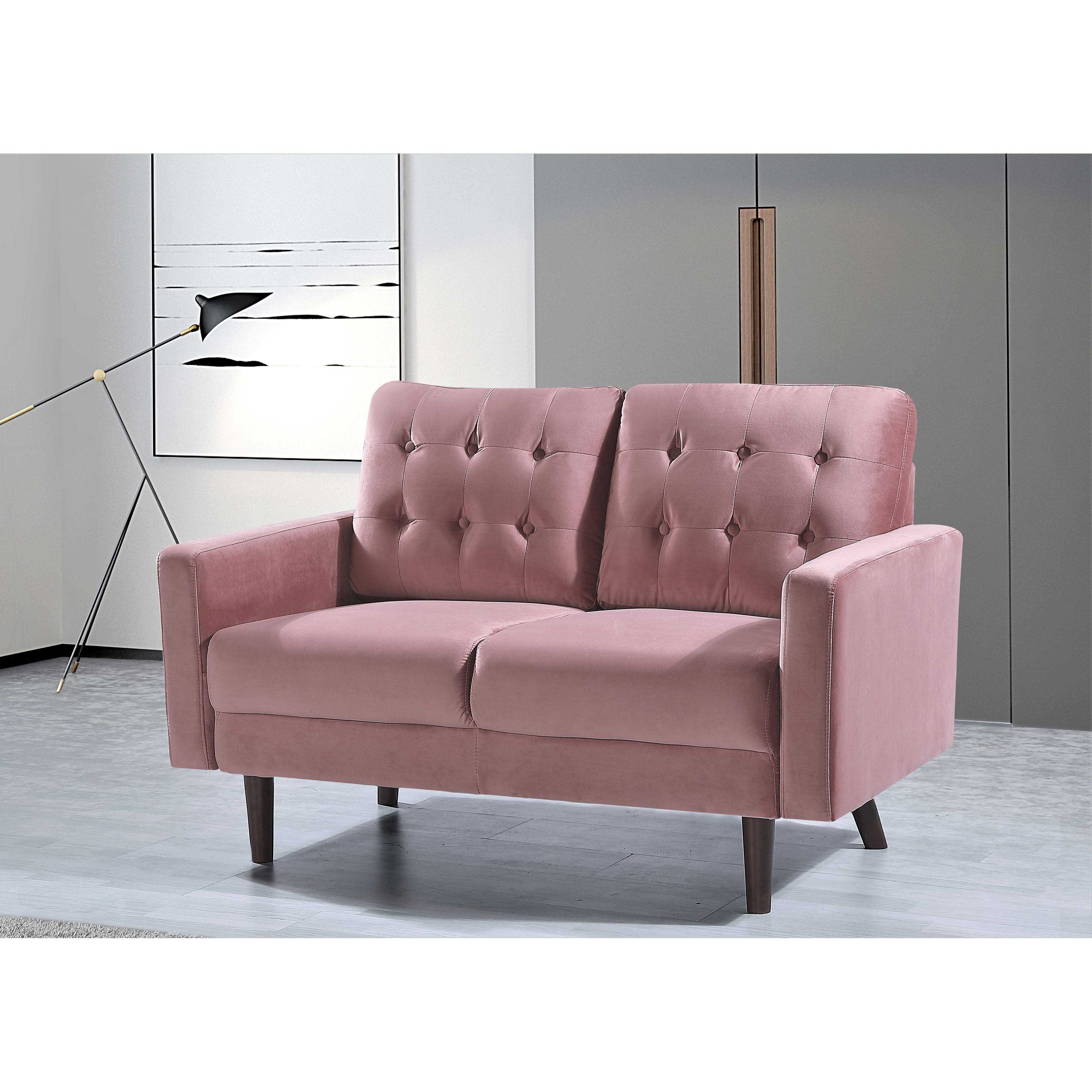 Grey Velvet Tufted Loveseat C1494