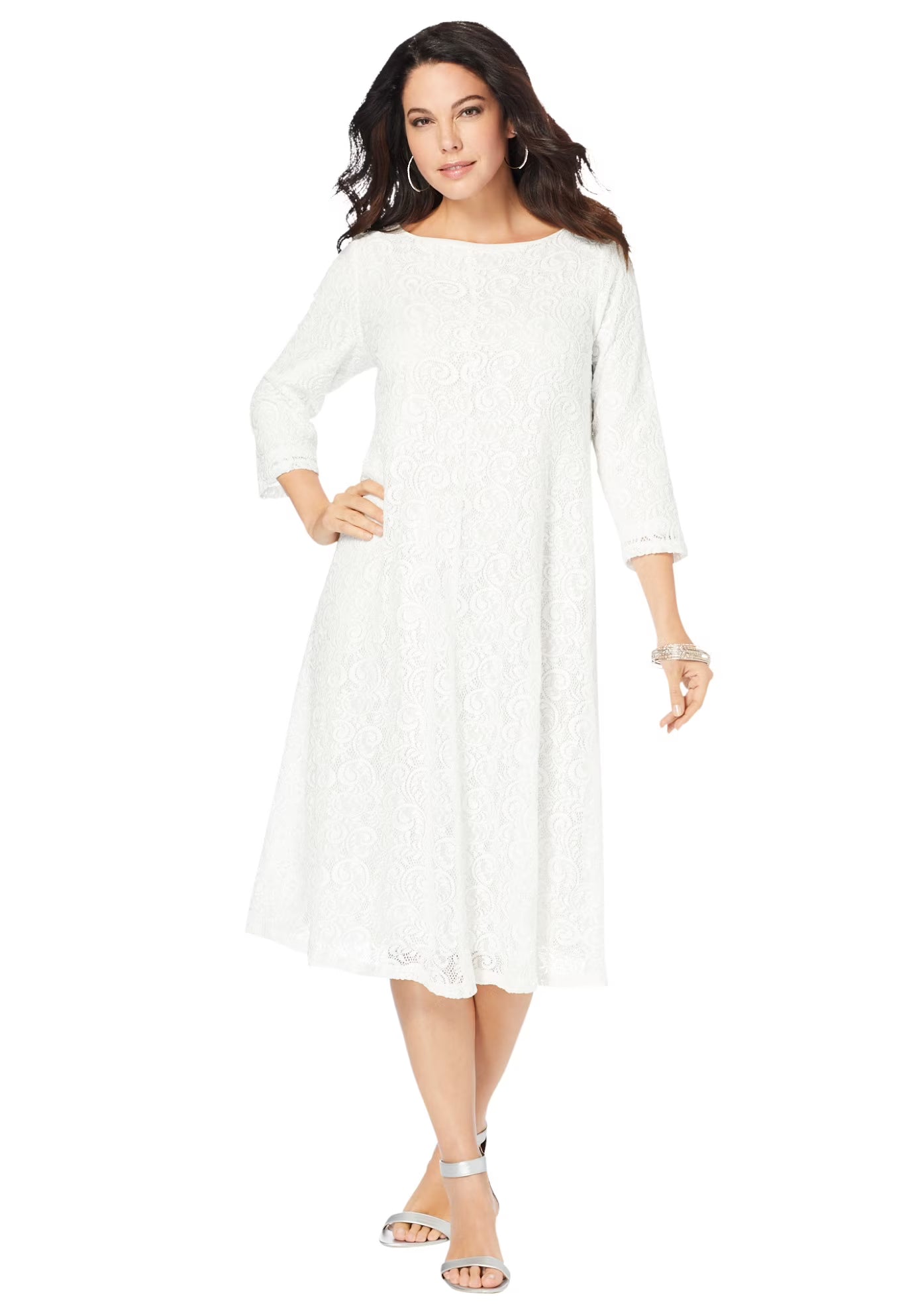 Plus Size Lace Swing Dress E9113