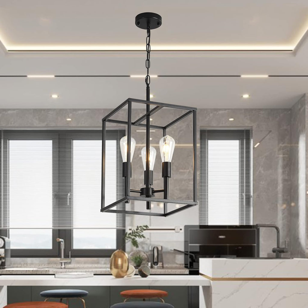 3-Light Black Farmhouse Chandelier Y339