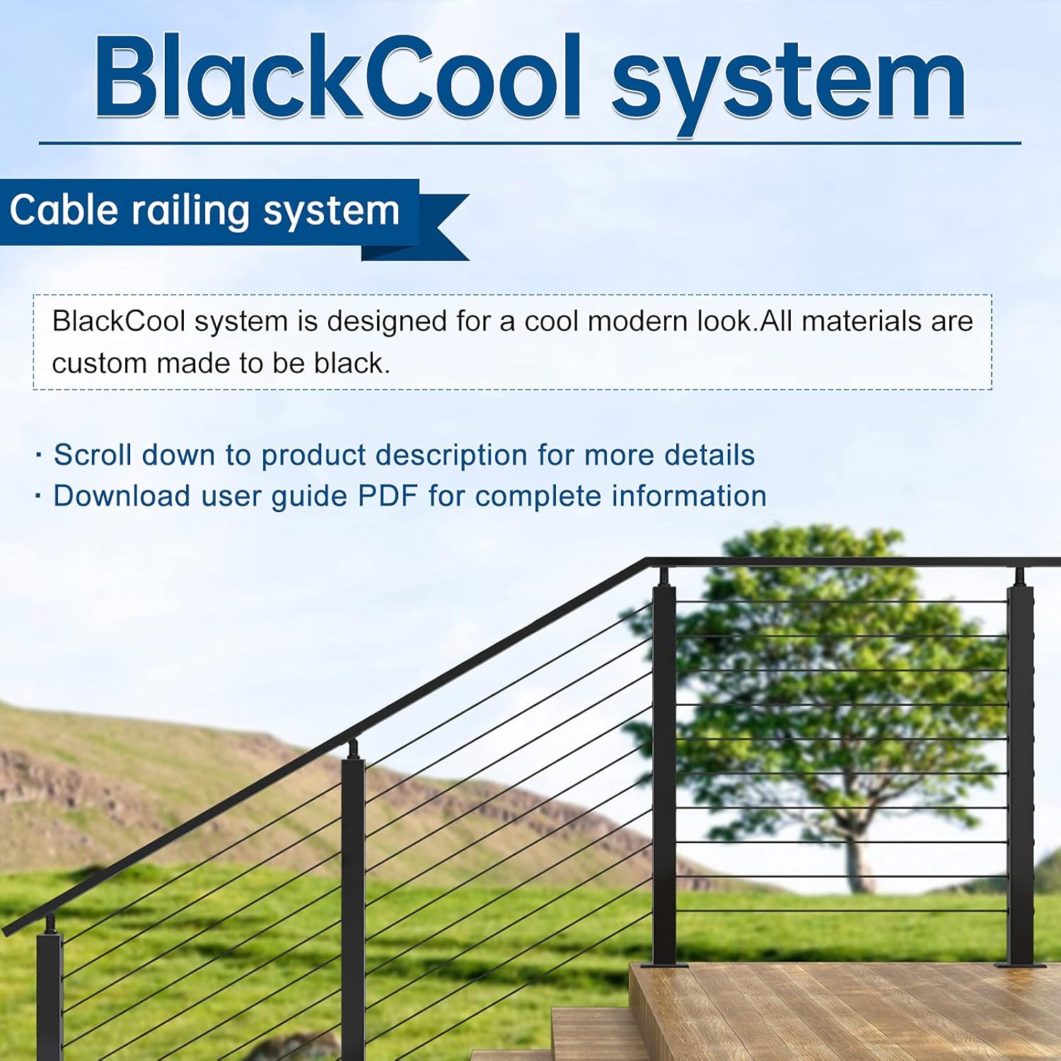 Black Vinyl Coated Stainless Steel 3/16inch Cable for Decking Railing V160