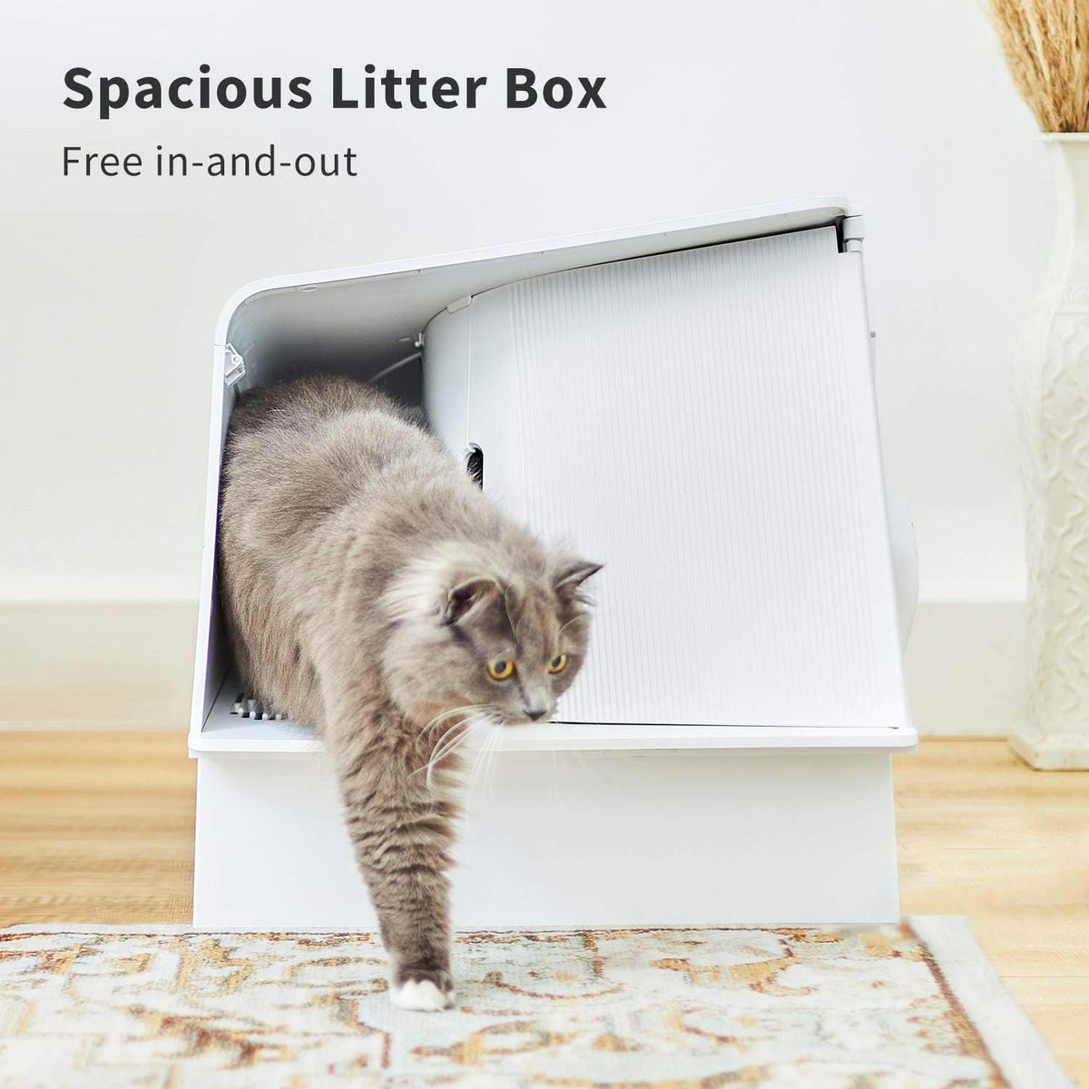 White Semi-Enclosed Cat Litter Box with Litter Scoop I96552
