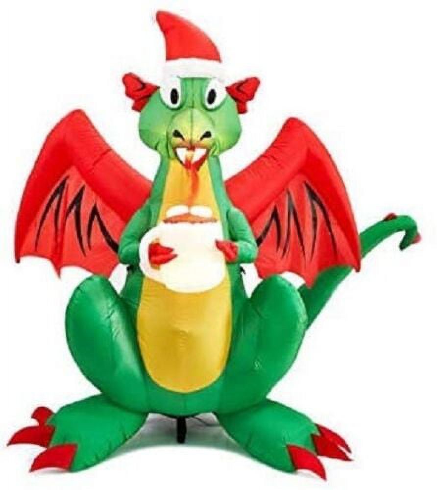 6 Ft Airblown Inflatable Christmas Dragon with Santa Hat N258674