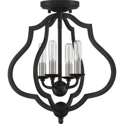 Matte Black Semi Flush Mount Light V835071