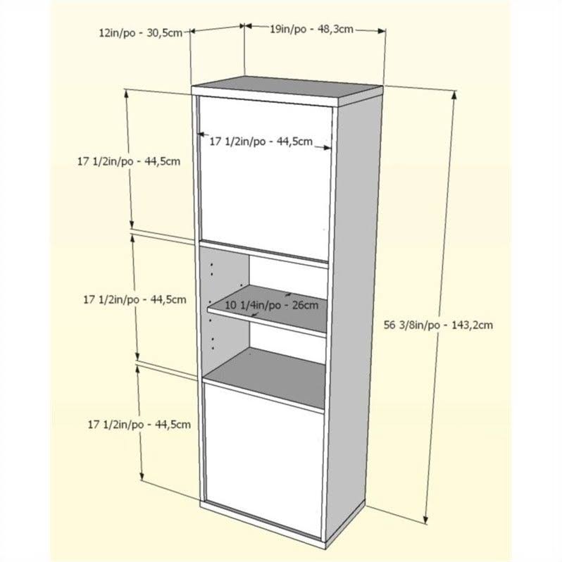 White and Walnut 2-Door Bookcase Y52287