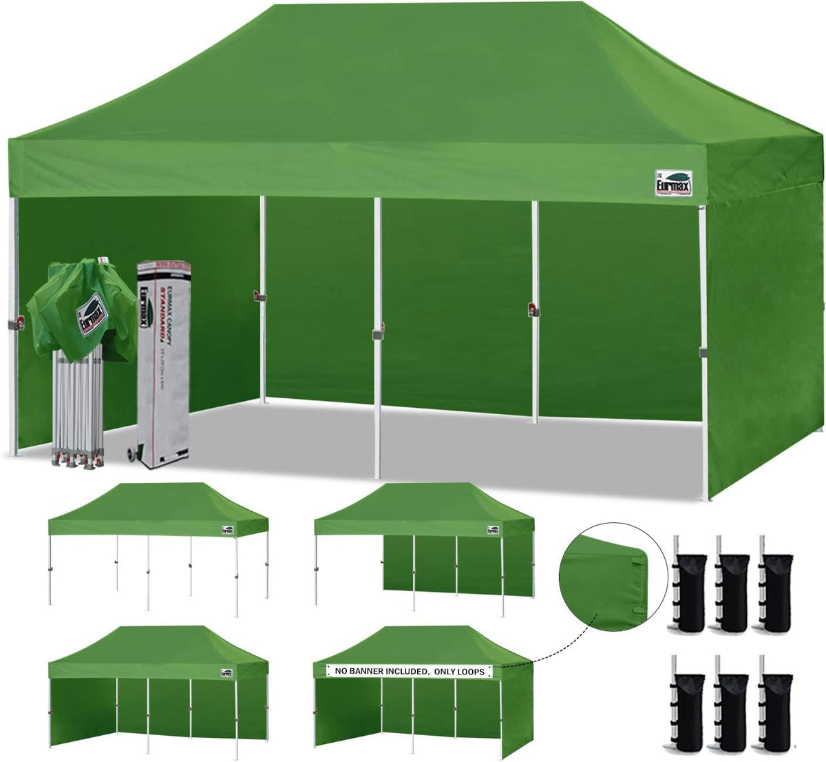 10'x10' Pop-up Canopy Tent with 4 Removable Side Walls and Roller Bag Y4785