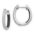 14k White Gold Black and White Diamond Hoop Earrings X76891