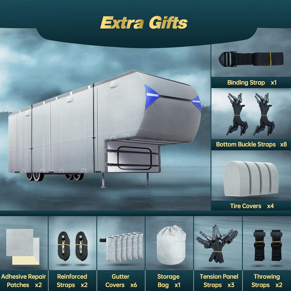 5th Wheel RV Cover with 4 Tire Covers O617