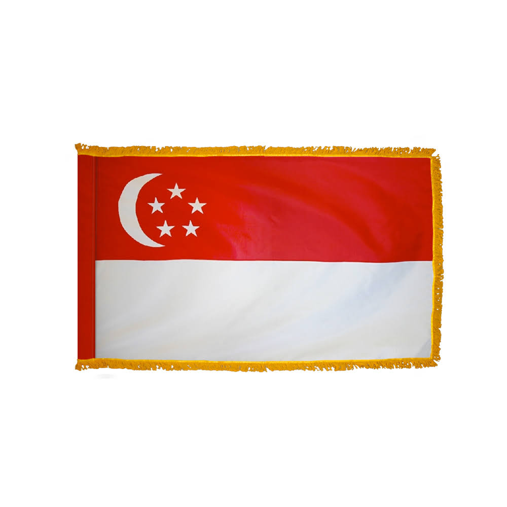 4ft. x 6ft. Singapore Flag with Side Pole Sleeve and Fringe B17113