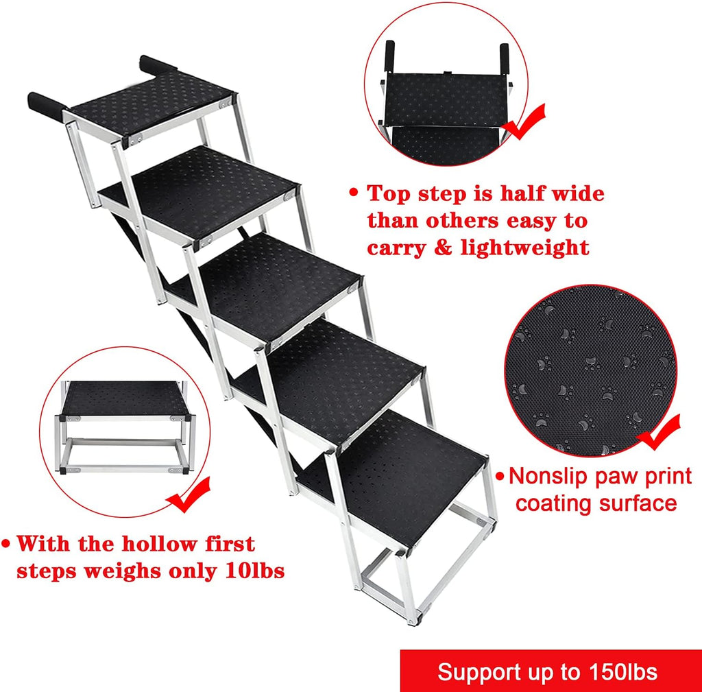 Foldable Aluminum 5 Step Dog Ladder with Non-slip Surface T6840