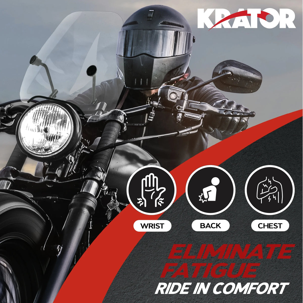 15" Clear Tinted Windscreen Windshield for 7/8" or 1" Handlebars O4173