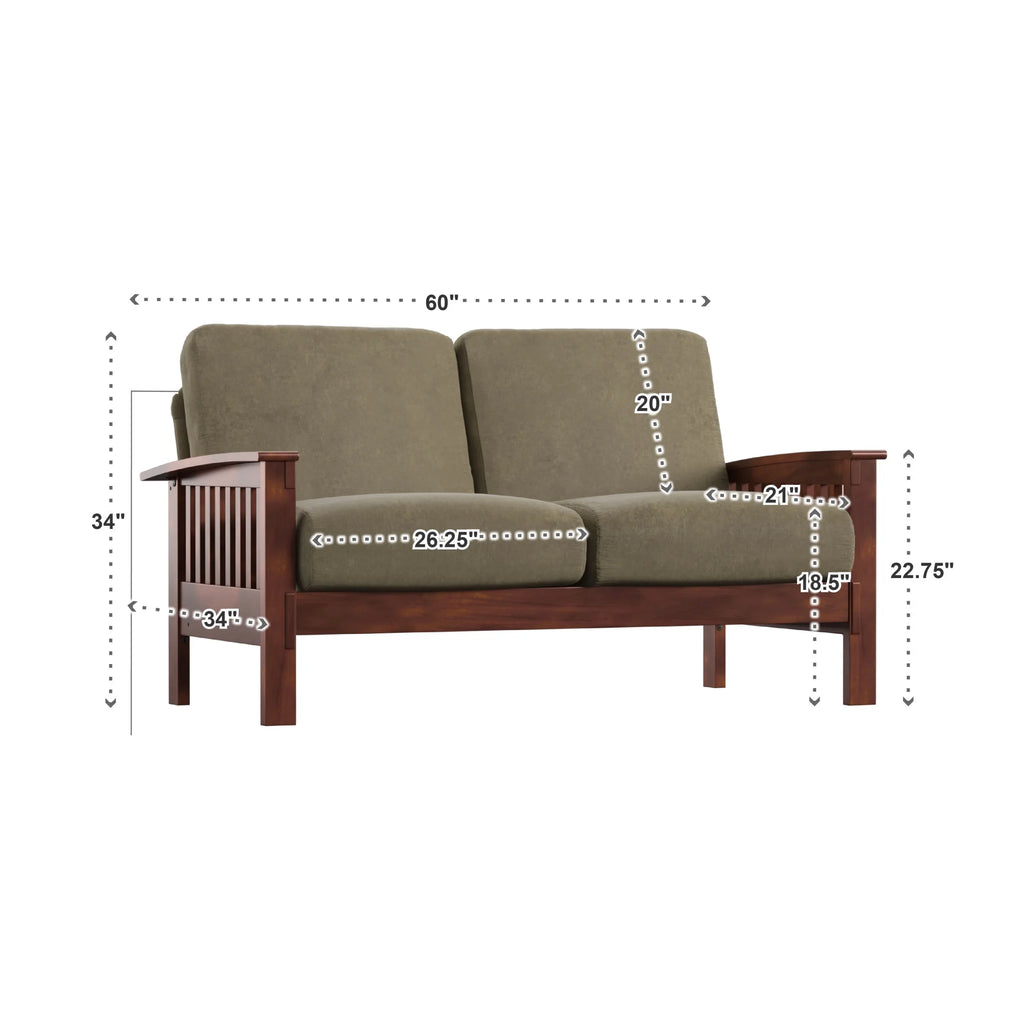 Olive Microfiber Loveseat Y195
