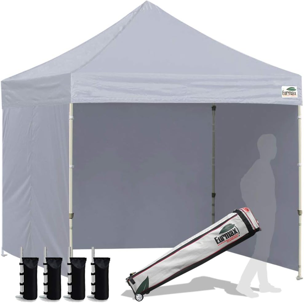10'x10' Pop-up Canopy Tent with 4 Removable Side Walls and Roller Bag Y4785