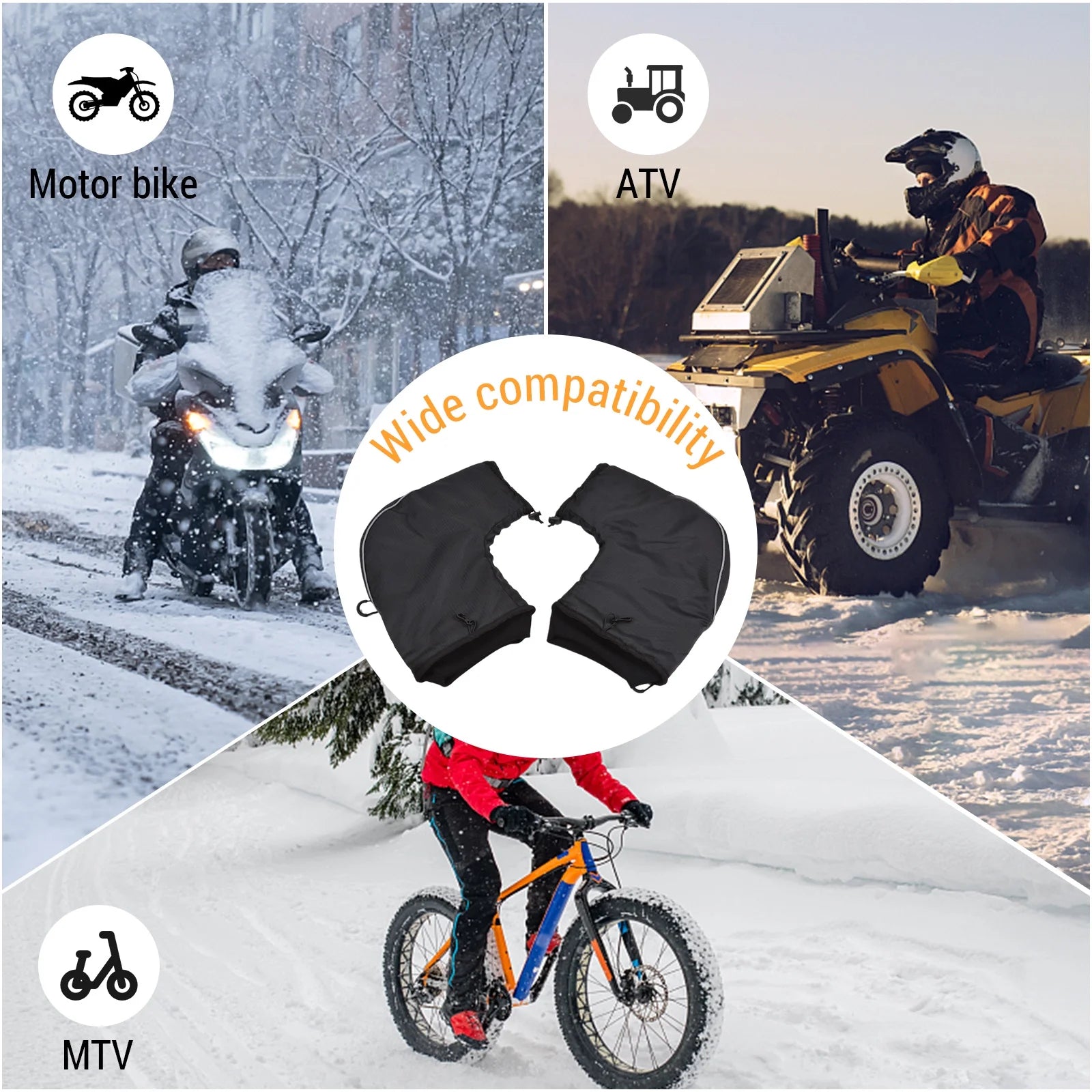 Windproof Waterproof Winter Bike Handlebar Mittens S378