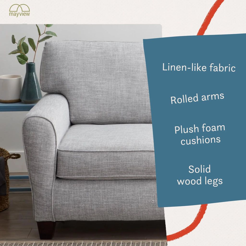 Light Gray Rolled Arm Fabric Sofa X28025