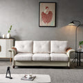 Linen Fabric Faux Leather with Wood Leg Sofa F4048