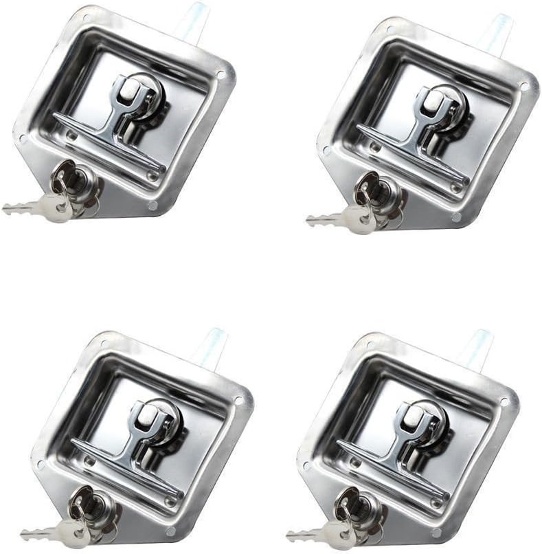 4Pcs T-Handle Lock 304 Stainless Steel Trailer Door Latch with Gasket D365
