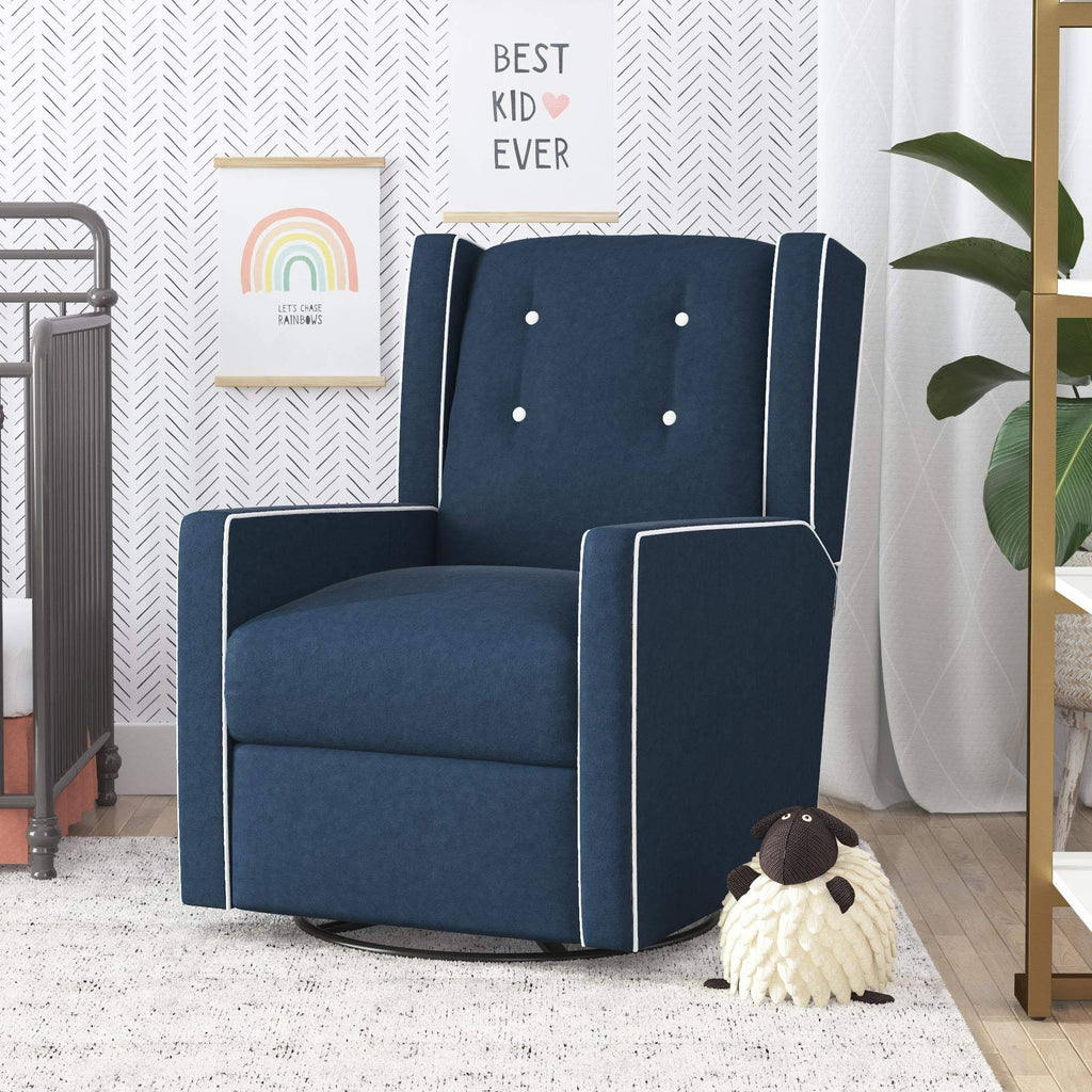 Dark Blue Swivel Glider Recliner Chair D6948