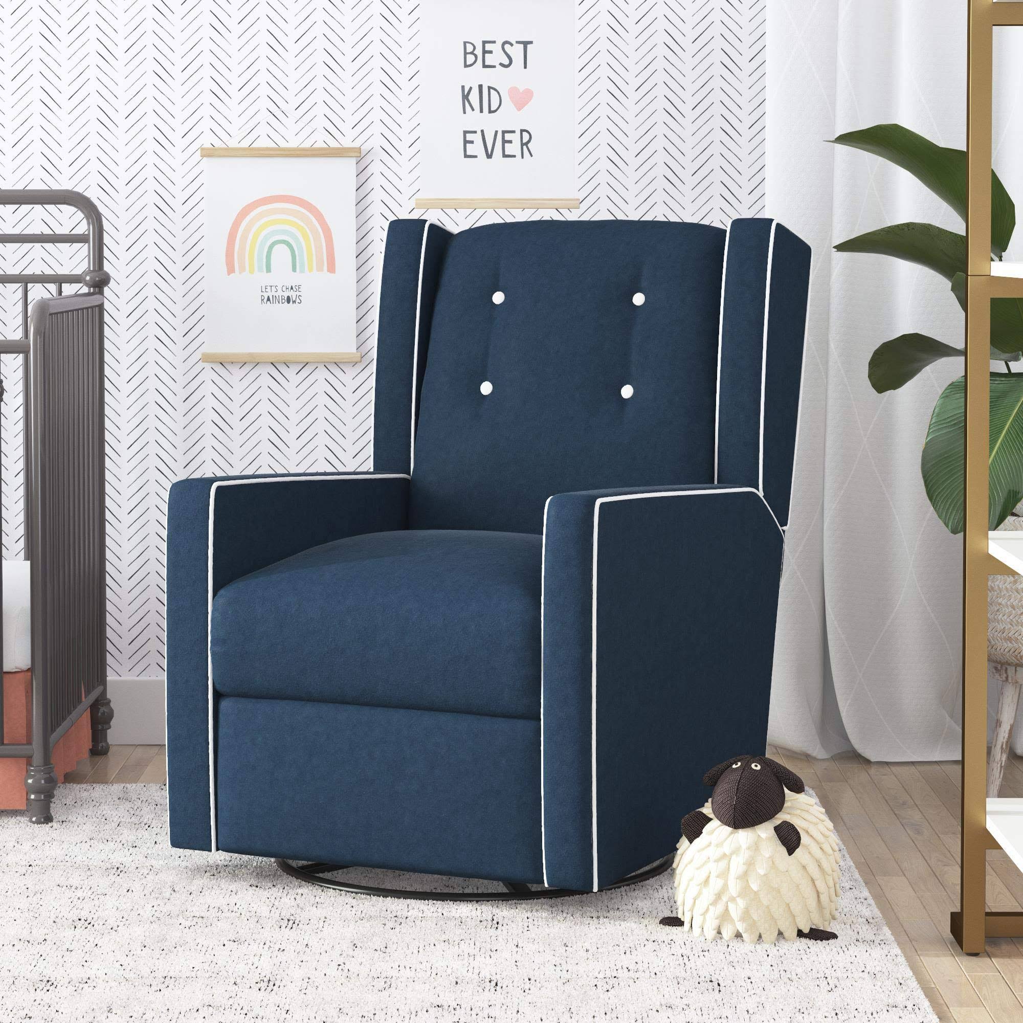 Dark Blue Swivel Glider Recliner Chair D6948