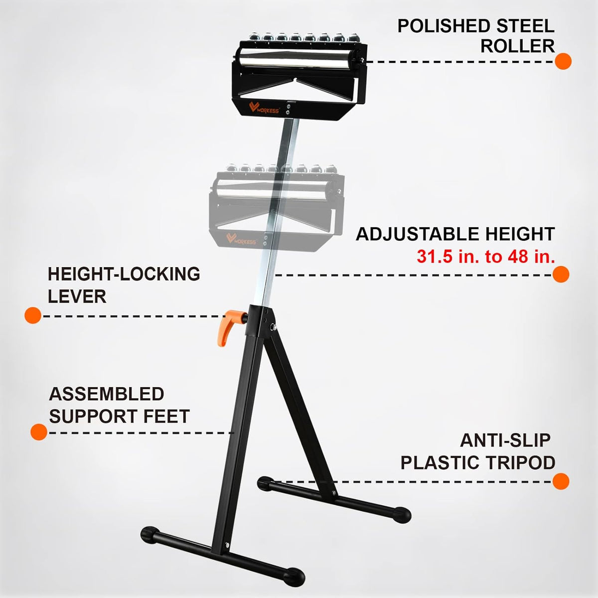 Roller Support Stand, Adjustable Height, Pack of 2 L837