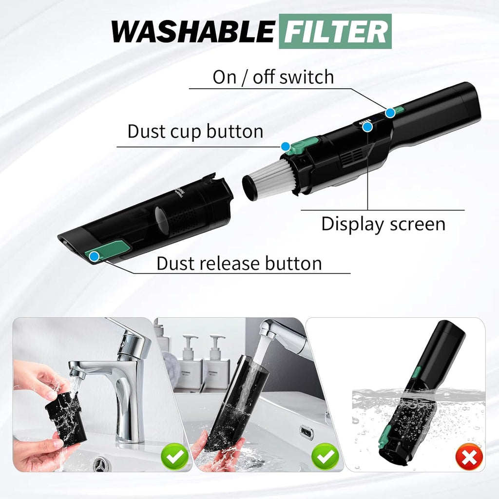 Cordless Handheld Vacuum with LED Display, 15KPA Suction, Fast Charging Dock N674