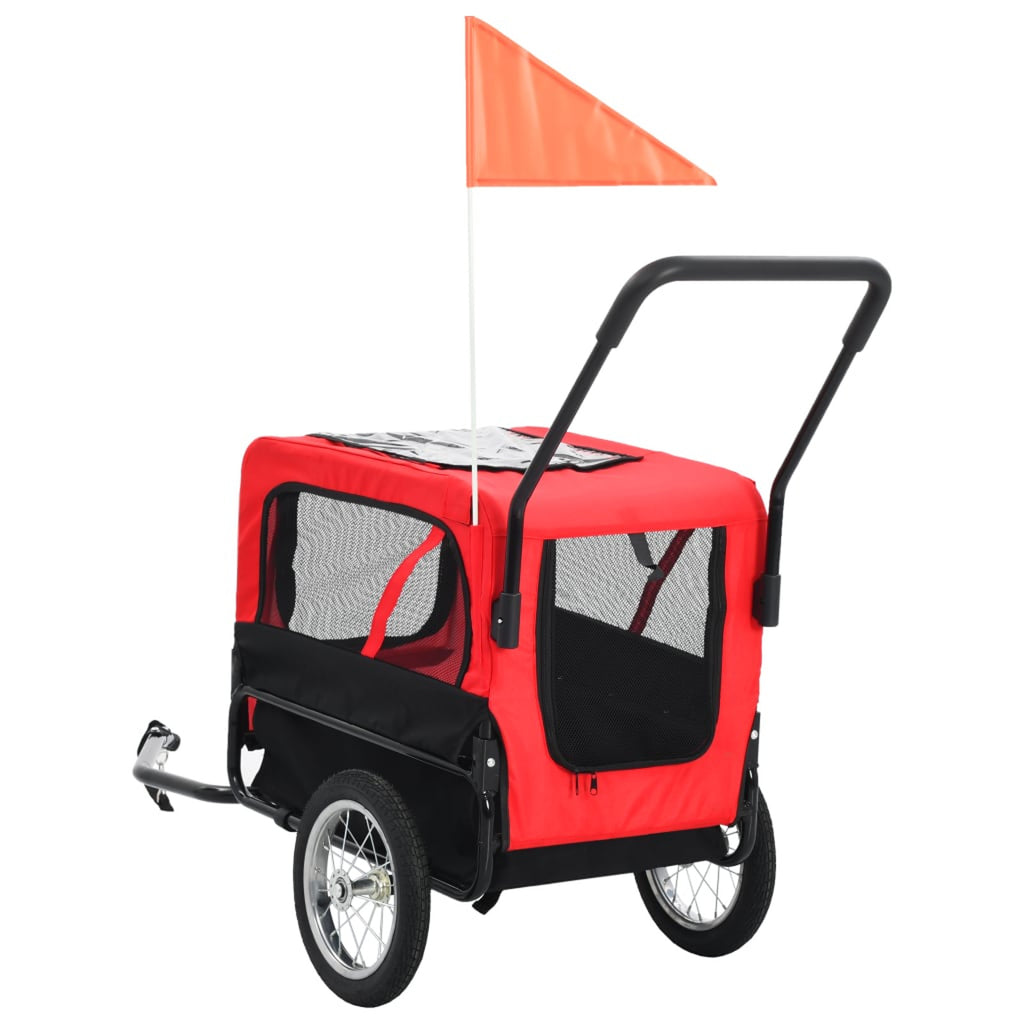 2-in-1 Pet Bike Trailer & Jogging Stroller Red and Black B10204