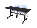 60x22 Flip Top Mobile Training Table with 2 Stack Chairs M7128