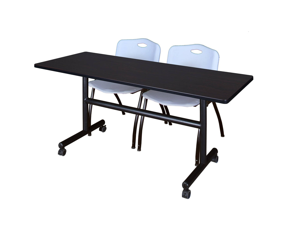 60x22 Flip Top Mobile Training Table with 2 Stack Chairs M7128