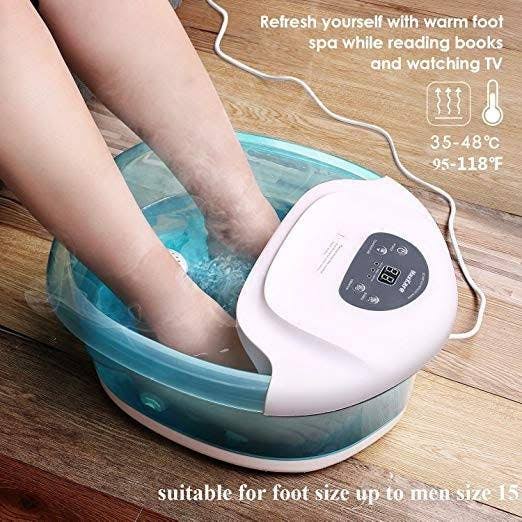 Foot Spa Bath Massager with Heat Bubbles Vibration, 4 Massaging Rollers P914