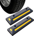 2 Pack Rubber Parking Guide Blocks with Yellow Reflective Stripes 21.25x5.7x3.54 W59295