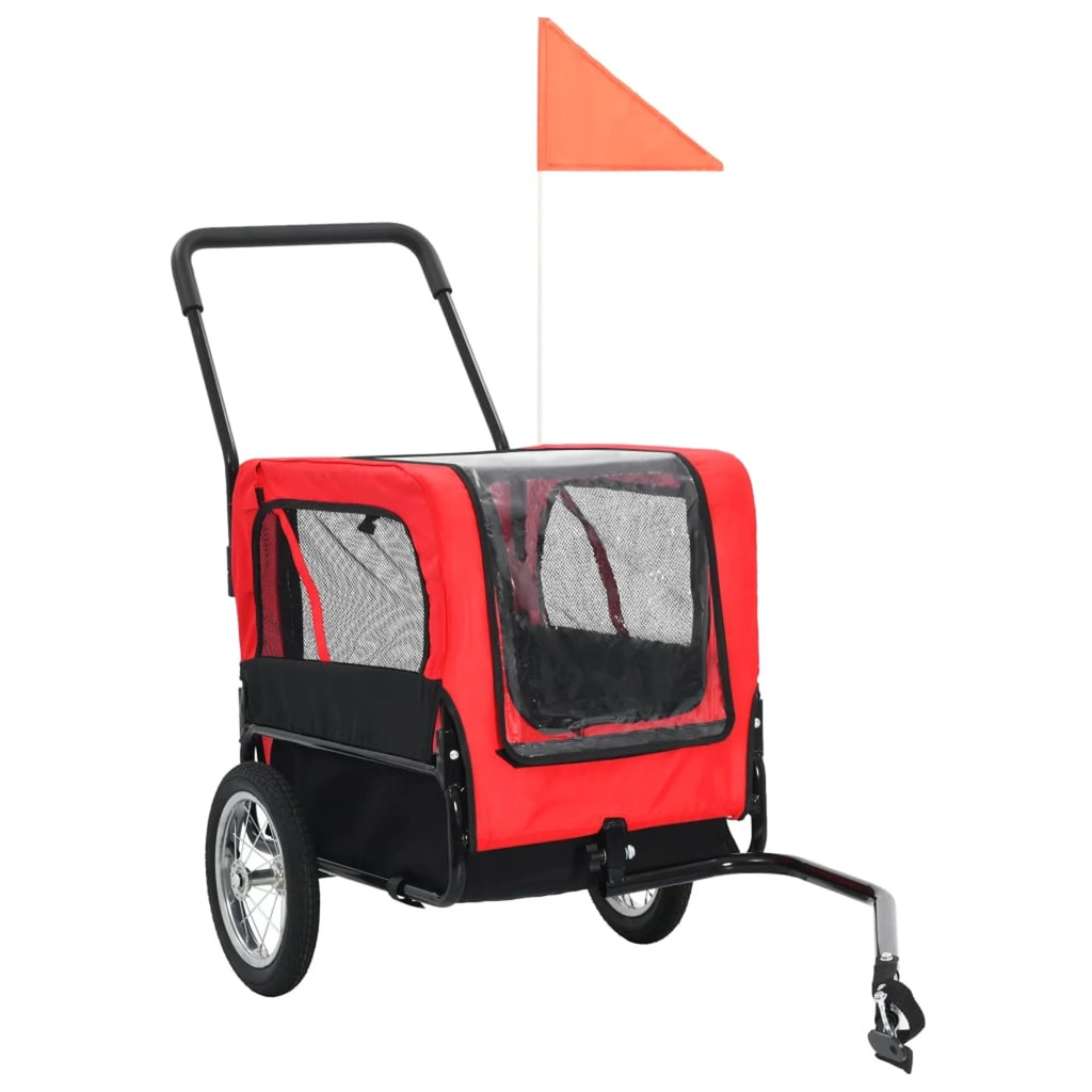 2-in-1 Pet Bike Trailer & Jogging Stroller Red and Black B10204