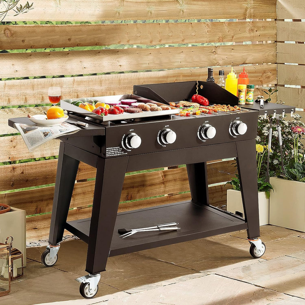 4 Burner Propane Gas Grill with Two Cooking Grate S373587