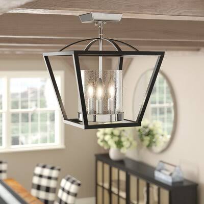 Black Semi Flush Mount Light Fixture S660361