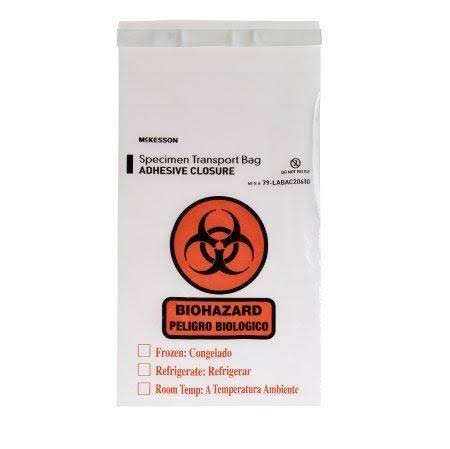 Specimen Transport Bag with Document Pouch, 6 x 10 inch, LDPE Adhesive Closure D540217
