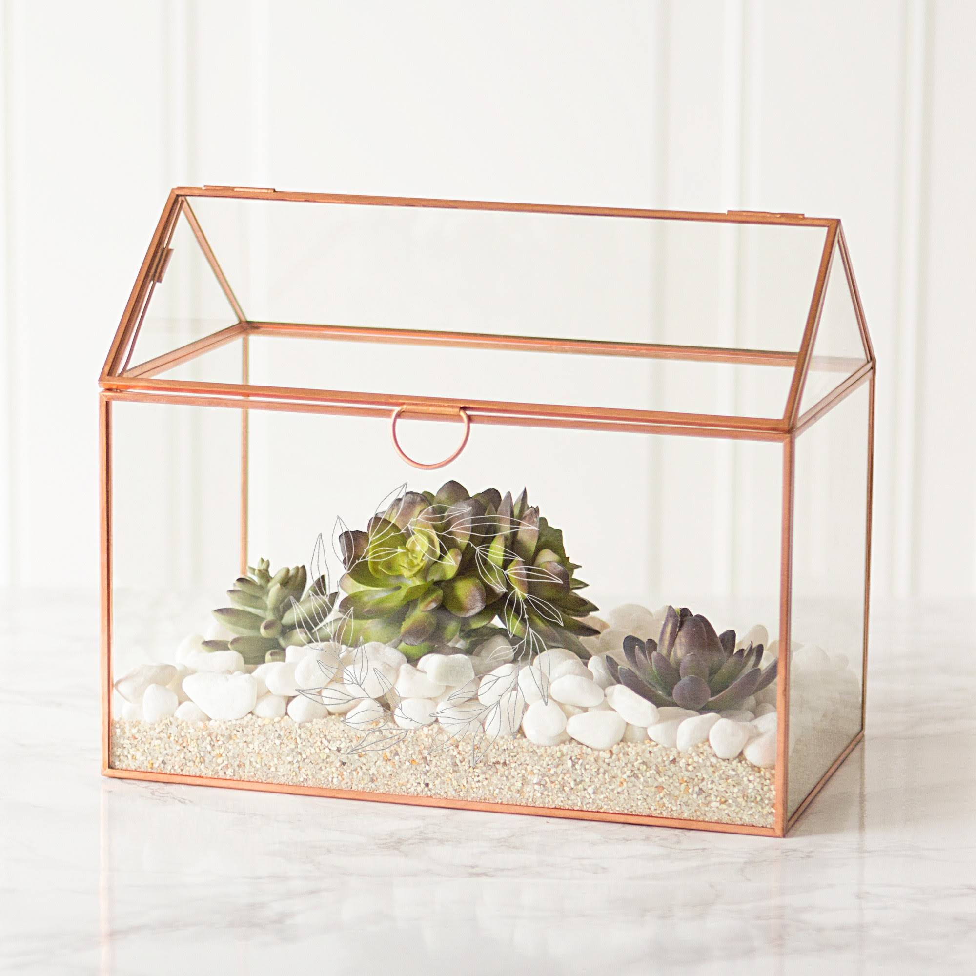Glass Terrarium Card Holder, Rose Gold V860441