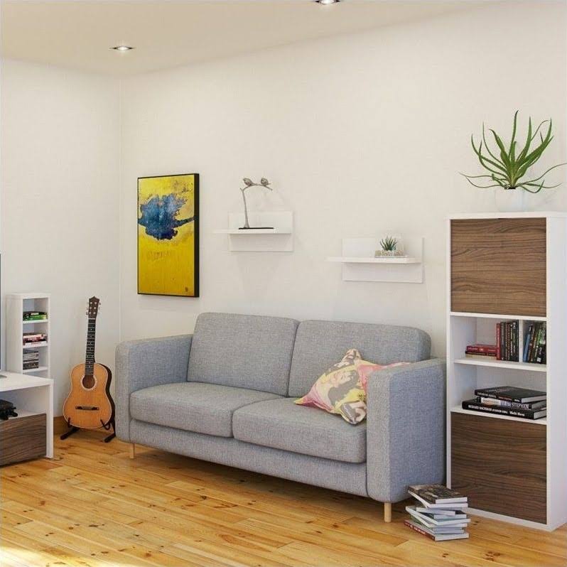 White and Walnut 2-Door Bookcase Y52287