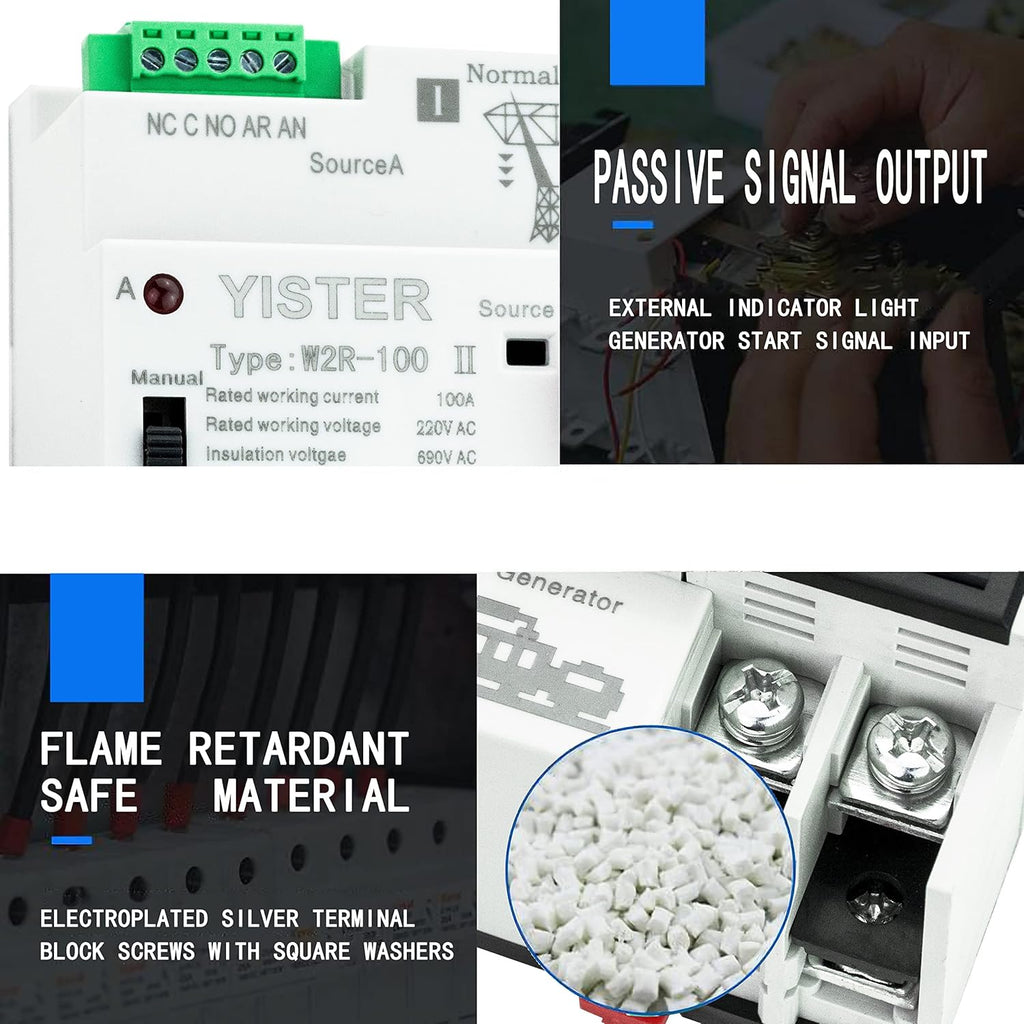 WiFi and RF433 Remote Control Dual Power Automatic Transfer Switch Ats 16-63-100A Rated 220V 240V Din Rail Mounted Controller H2770
