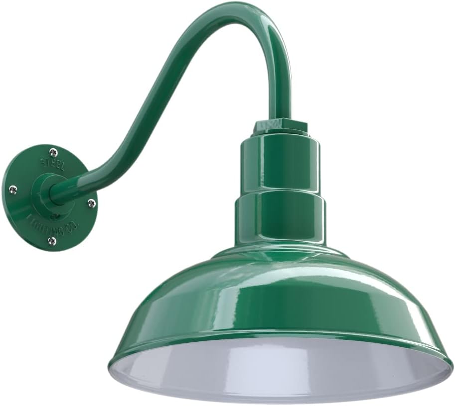 Black Outdoor Wall Mounted Barn Light with 12 inch Dome and 11 inch Straight Arm T461