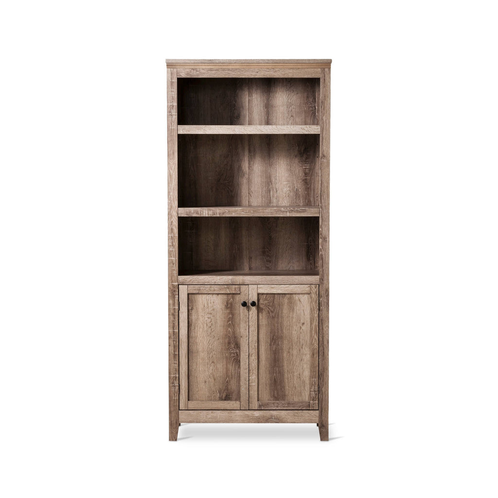 Rustic 5-Shelf Bookcase with Storage I659