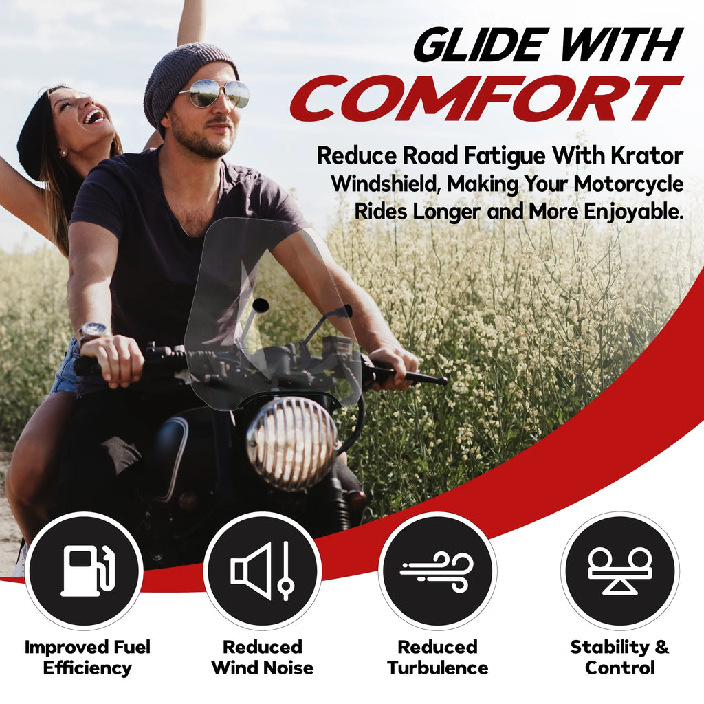 15" Clear Tinted Windscreen Windshield for 7/8" or 1" Handlebars O4173