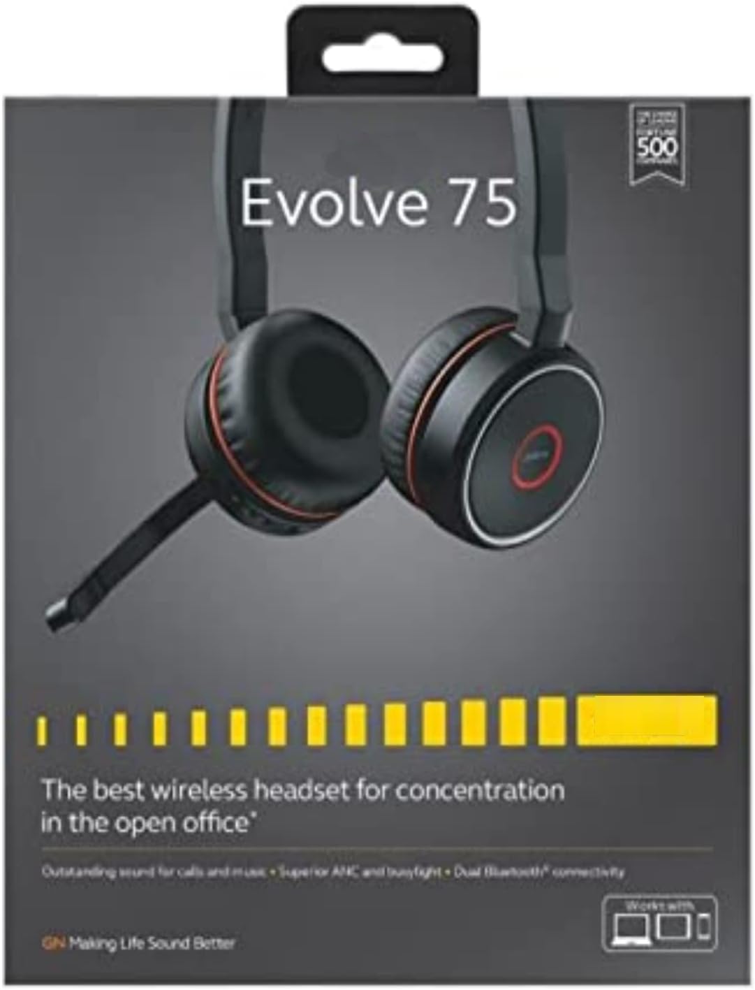 Wireless Headset with Active Noise-Cancelling Microphone and USB Adapter B374205
