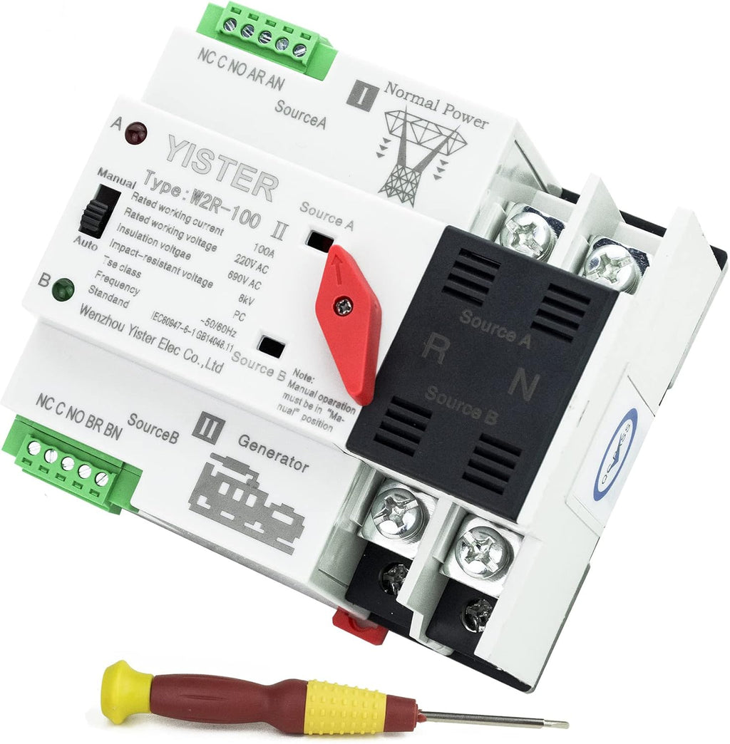 WiFi and RF433 Remote Control Dual Power Automatic Transfer Switch Ats 16-63-100A Rated 220V 240V Din Rail Mounted Controller H2770