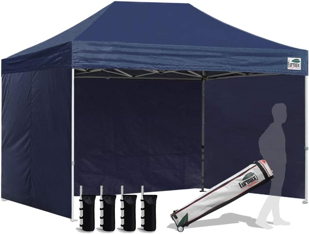 10'x10' Pop-up Canopy Tent with 4 Removable Side Walls and Roller Bag Y4785