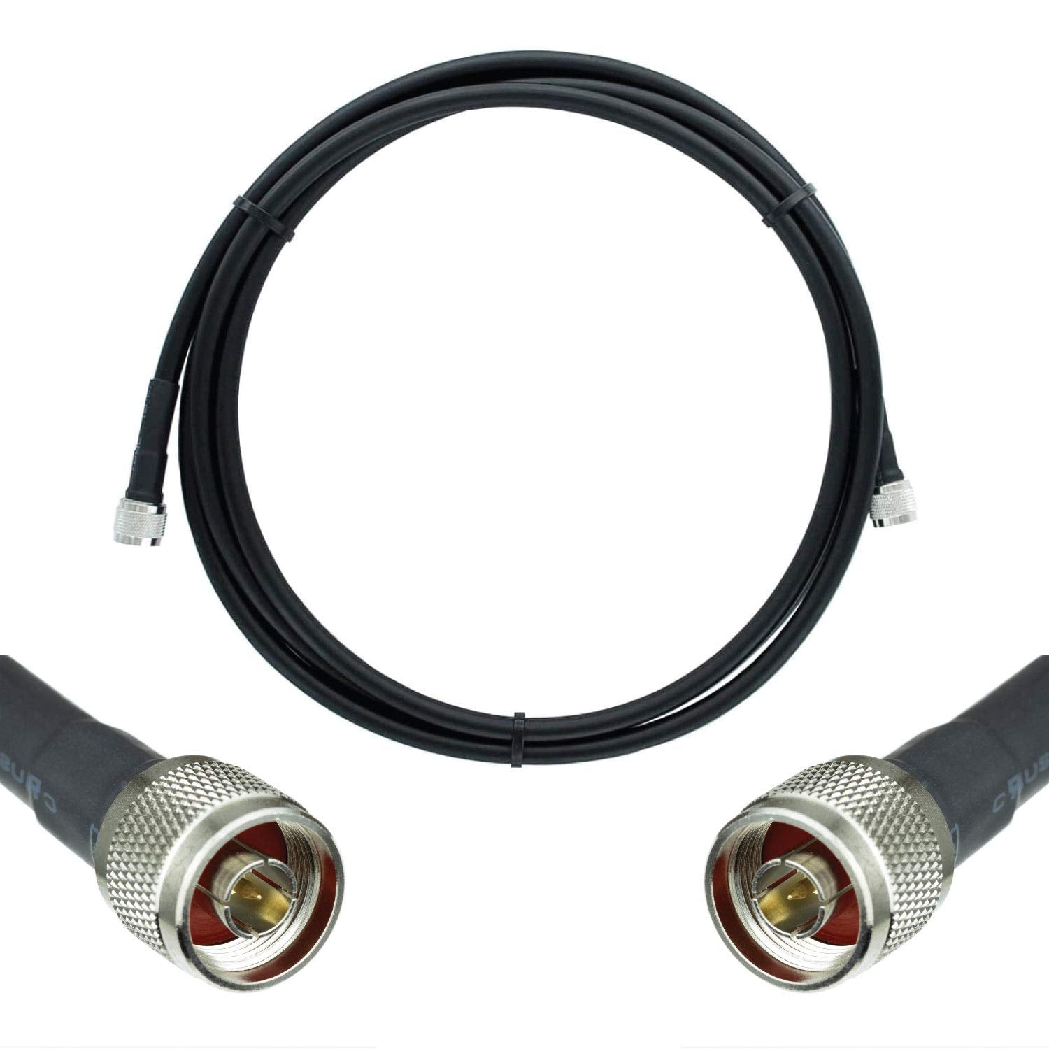100ft Ultra Low Loss Coaxial Cable 50ohm N Male to N Male Black Y639