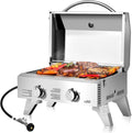Portable Propane Gas Grill Two-Burner Outdoor BBQ Grill with Foldable Leg, 20000 BTU E53634