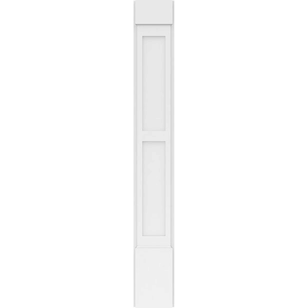 8x22W x 60x22H x 2x22P Two Equal Flat Panel PVC Pilaster with Standard Capital and Base (Pair) O43927
