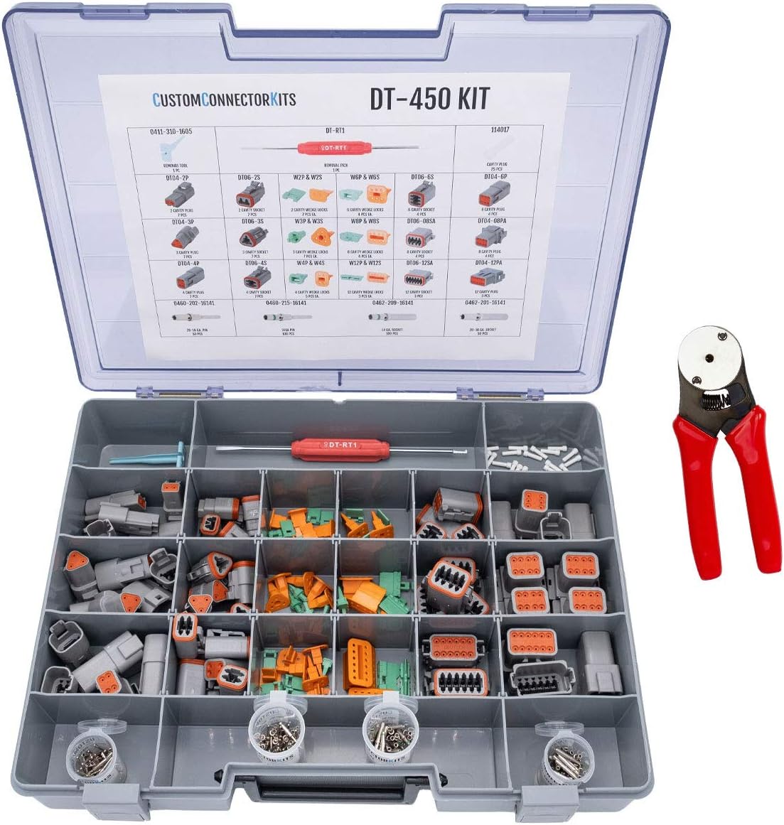 450 Piece Deutsch Connector Kit with Crimp Tool K2462