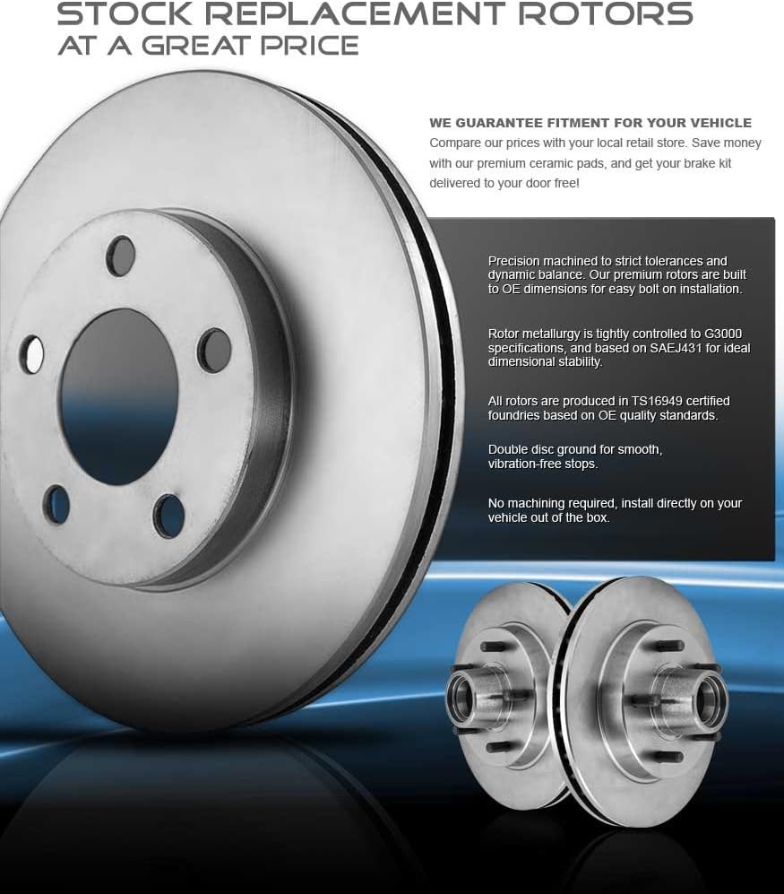Premium OE 5 Lug Rotors + Brake Pads + Clips L7176