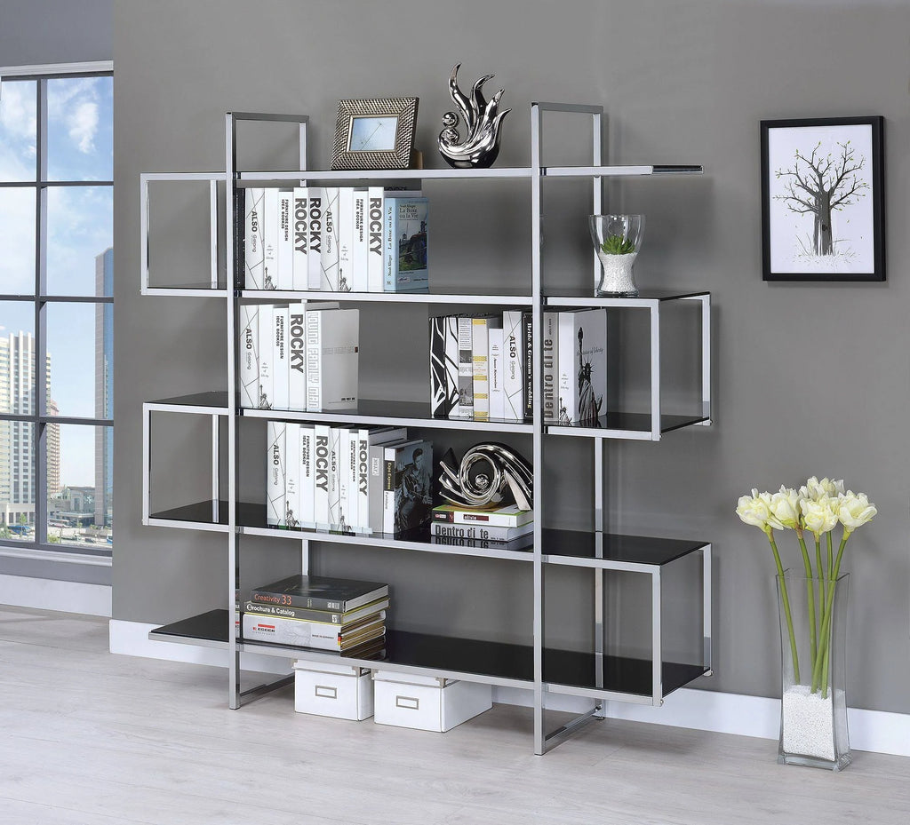 Chrome and Black Bookcase A68382