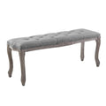 Light Fabric Wood Accent Chair Bench Z41764