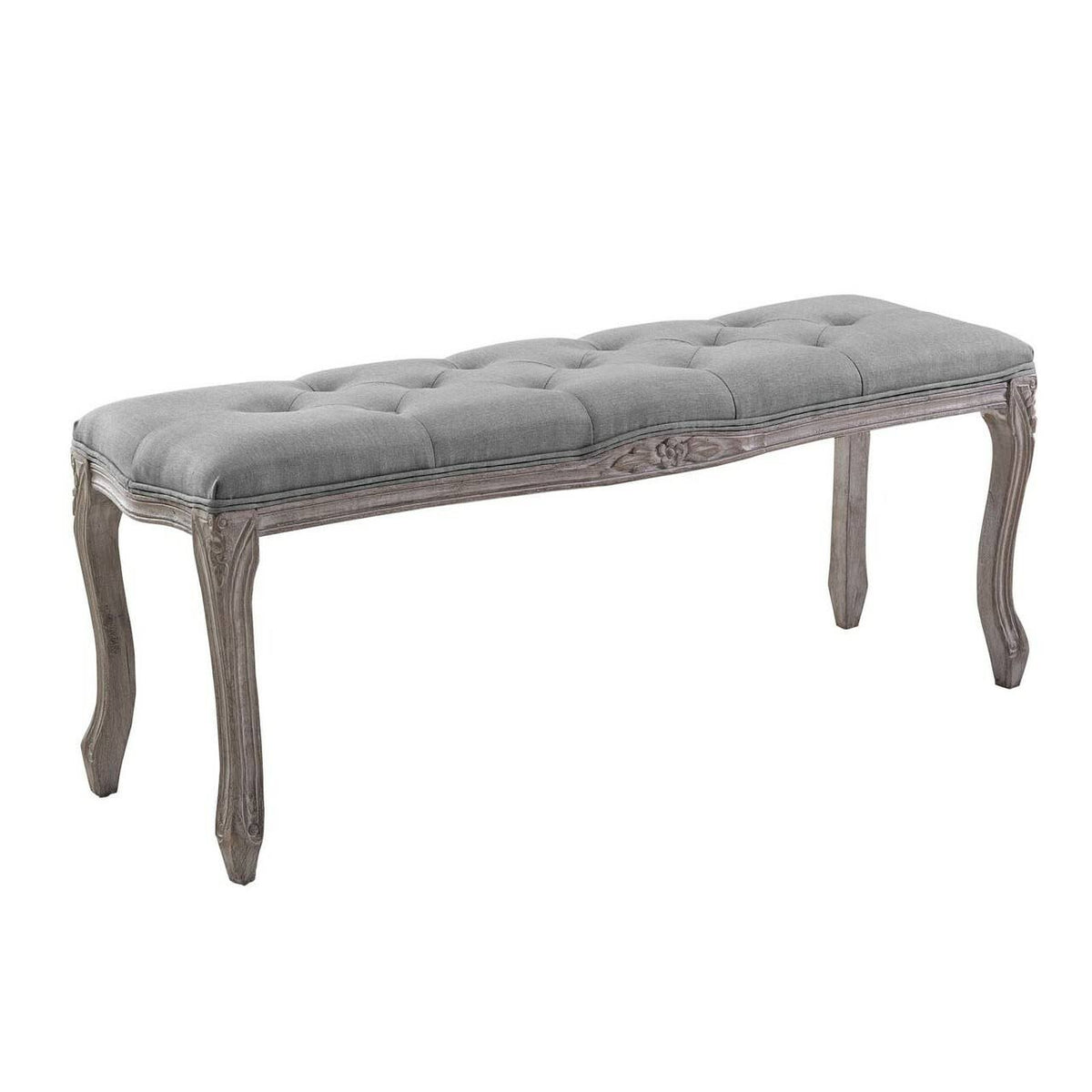 Light Fabric Wood Accent Chair Bench Z41764